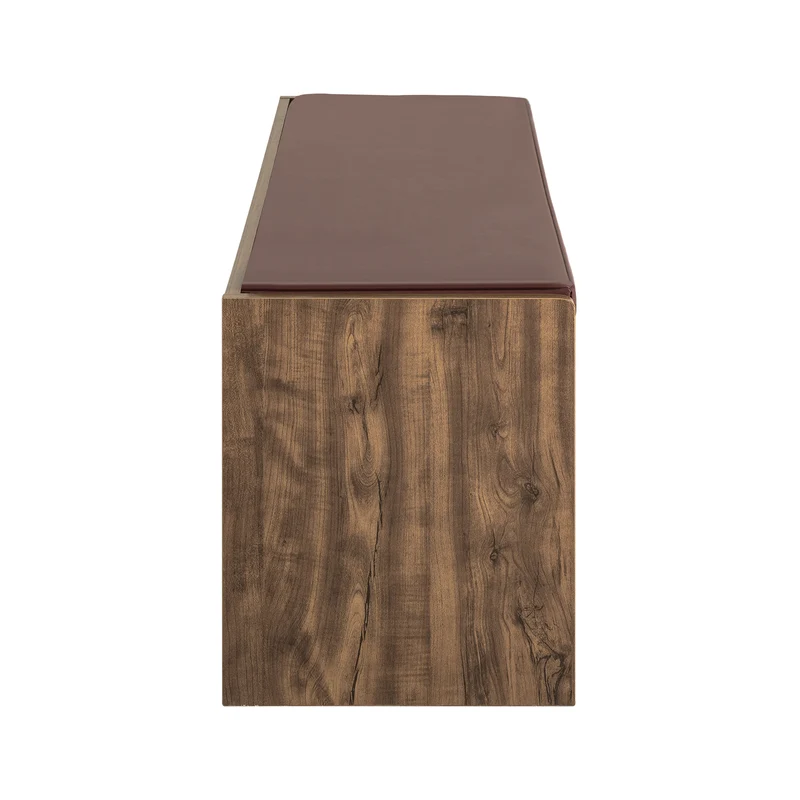 SoBuy FSR122-N Banc de Rangement, Meuble à Chaussures d'Entrée avec Assise Coussin Rembourré, 2 Porte Vitrée et 6 Étagères, Marron Rustique