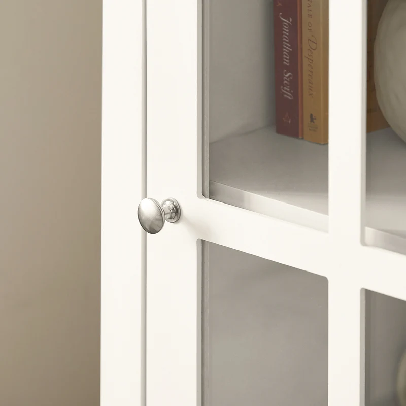 SoBuy FSB31-W Armoire de Rangement Buffet Commode Placard Meuble de Rangement Multi-rangements avec 1 Tiroir et 1 Porte Vitrée