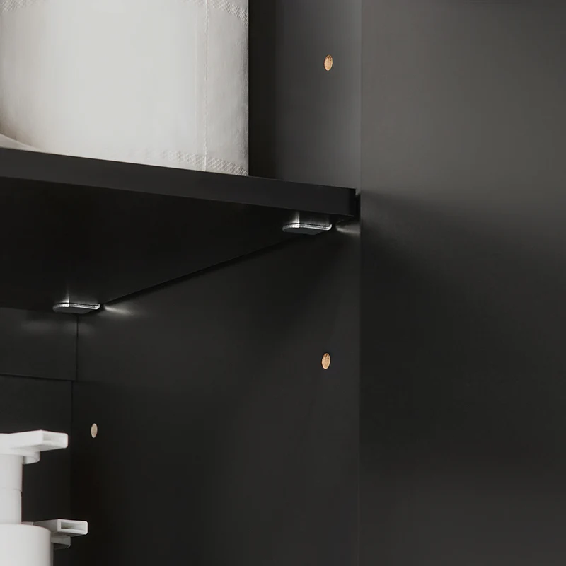 SoBuy FRG231-L-SCH Meuble Haut Suspendu Noir 90 cm avec 3 Portes et Étagère Réglable – MDF E1, Charge 36 kg, Sangle Anti-Basculement