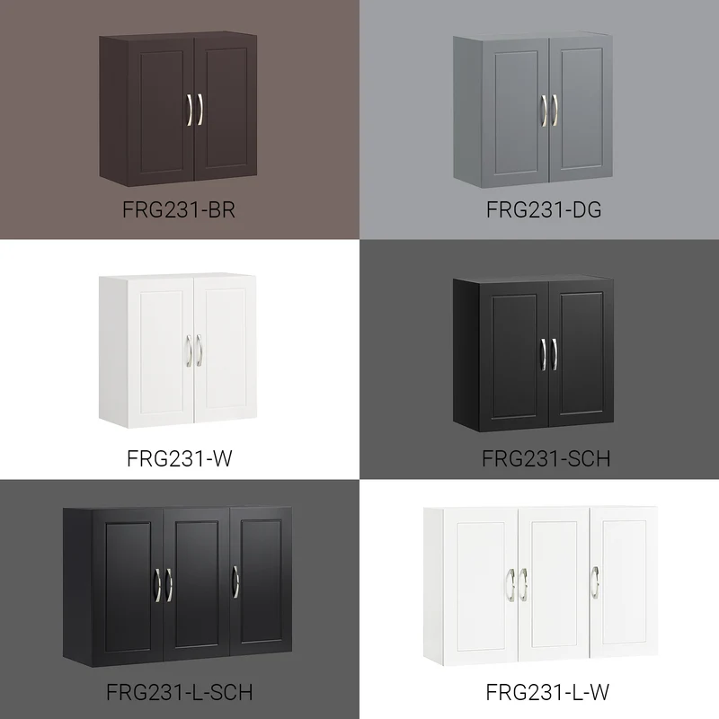 SoBuy FRG231-L-SCH Meuble Haut Suspendu Noir 90 cm avec 3 Portes et Étagère Réglable – MDF E1, Charge 36 kg, Sangle Anti-Basculement