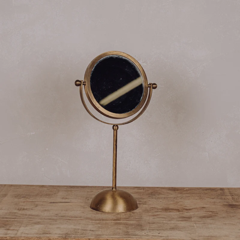 Miroir sur pied laiton