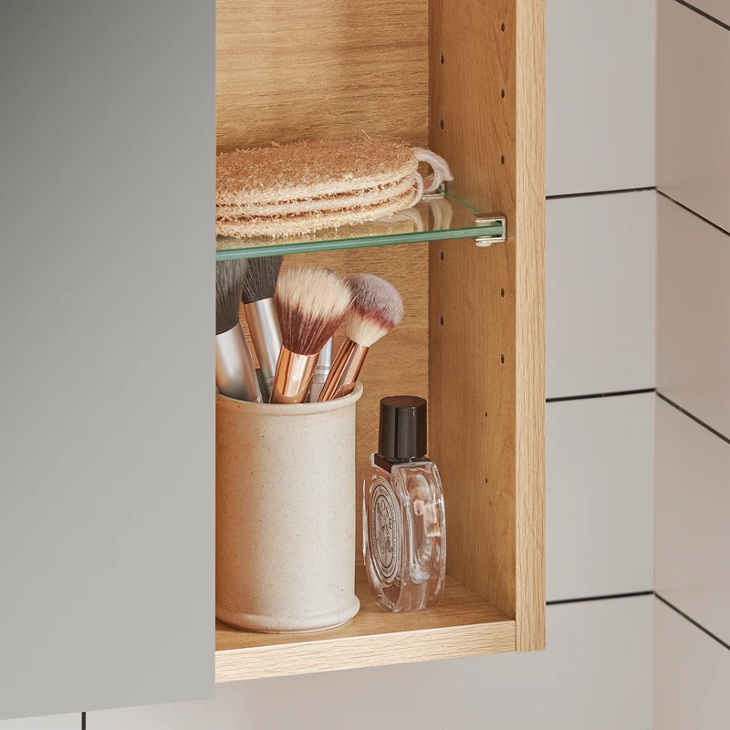SoBuy BZR173-N Armoire Murale avec Miroir, Placard de Rangement, Meuble Haut avec 1 Porte, Étagères Réglables, 60x15x50 cm