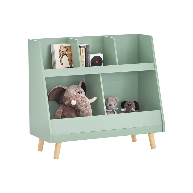 SoBuy KMB19-GR Bibliothèque Enfant, Étagère à Livres, Meuble Rangement Enfant, 5 Compartiments Ouverts