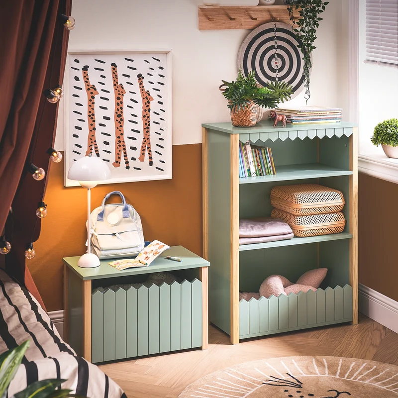 SoBuy KMB97-GR Bibliothèque Enfant Étagère de Rangement Jouets pour Enfants Étagère à Livres, 3 Compartiments Ouverts