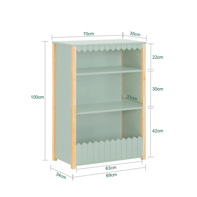 SoBuy KMB97-GR Bibliothèque Enfant Étagère de Rangement Jouets pour Enfants Étagère à Livres, 3 Compartiments Ouverts