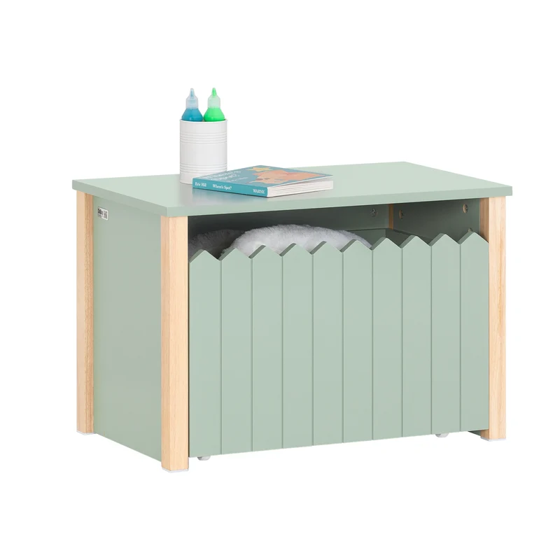 SoBuy KMB96-GR Coffre à Jouet pour Enfants Table de Chevet pour Chambre d’Enfant avec 1 Tiroir à roulettes