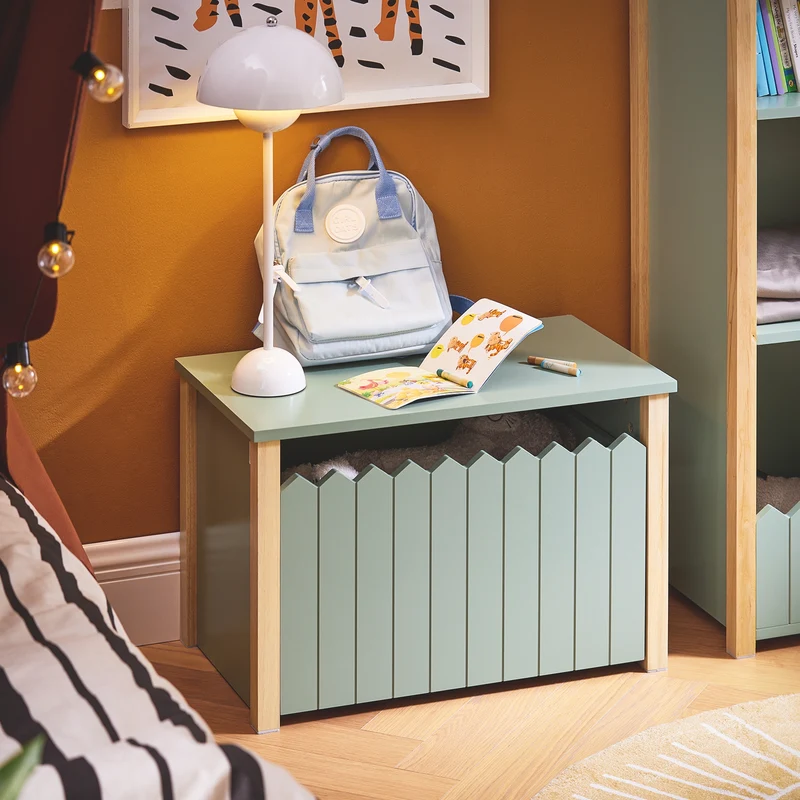 SoBuy KMB96-GR Coffre à Jouet pour Enfants Table de Chevet pour Chambre d’Enfant avec 1 Tiroir à roulettes