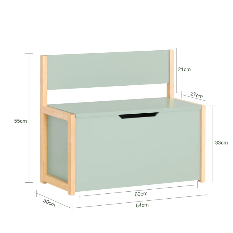 SoBuy KMB94-GR Banc Coffre à Jouet pour Enfants, Coffre de Rangement 2 en 1, Banc de Rangement avec Dossier pour Enfant