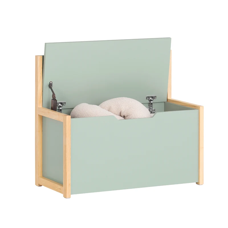 SoBuy KMB94-GR Banc Coffre à Jouet pour Enfants, Coffre de Rangement 2 en 1, Banc de Rangement avec Dossier pour Enfant