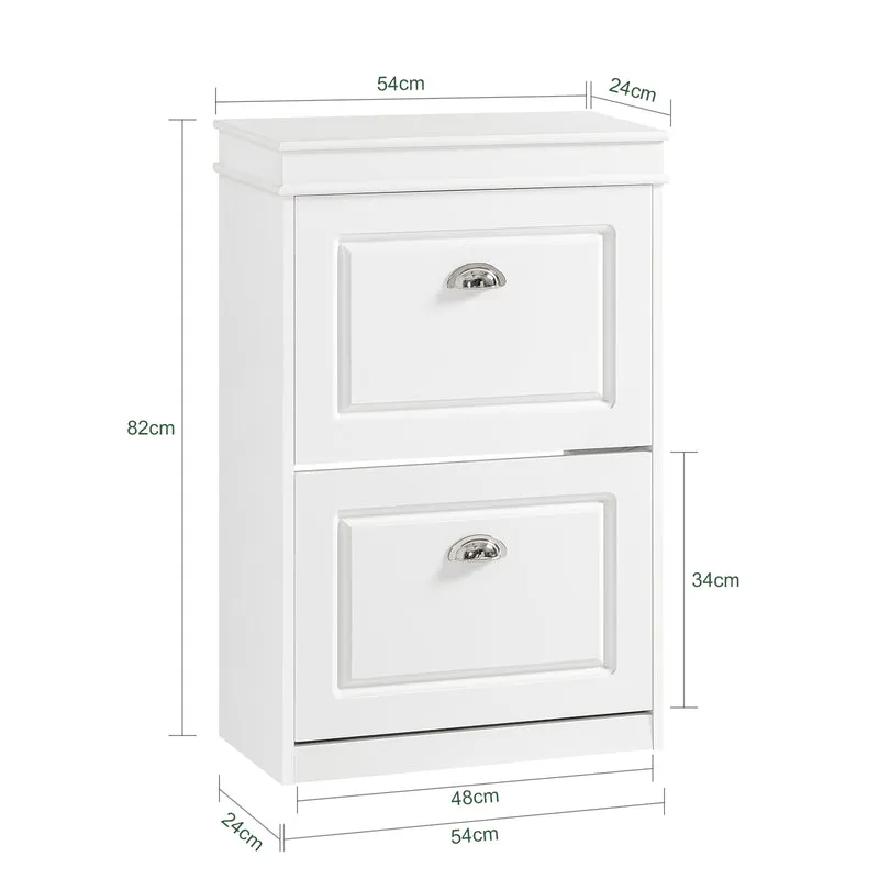 SoBuy Lot FSR64-W + FSR78-W – Ensemble Meubles à Chaussures Blanc, Banc avec Coussin + Meuble 2 Abattants, Rangement Entrée Étroit, Set 2 Pièces