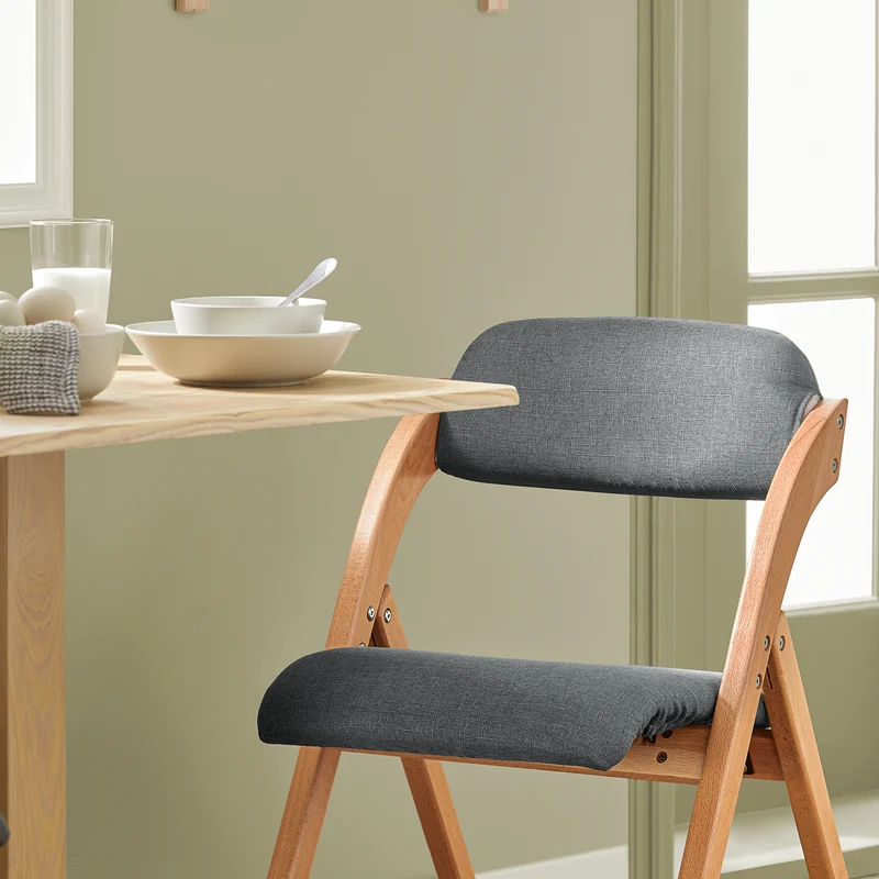 SoBuy FST92-SGx2 Lot de 2 Chaises Pliantes Rembourrées en Bois – Gris Foncé