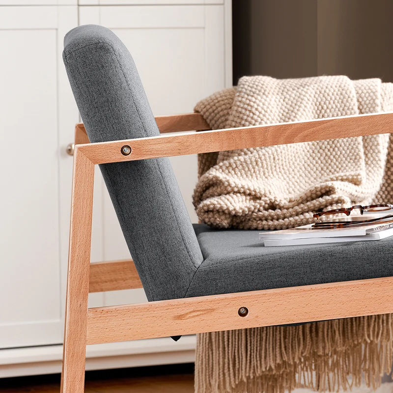 SoBuy FST93-HG Fauteuil à Bascule en Bois de Hêtre, Fauteuil Allaitement, Chaise Berçante avec Accoudoirs, Rocking Chair