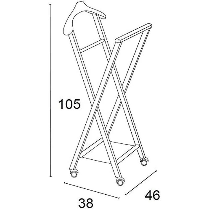 ARIT - Valet Vetement NELSON, Valet de Chambre Bois, Pliable, Composée Cintre, Porte-Pantalon et Tablette à Chaussures en Textilène - Couleur Blanche