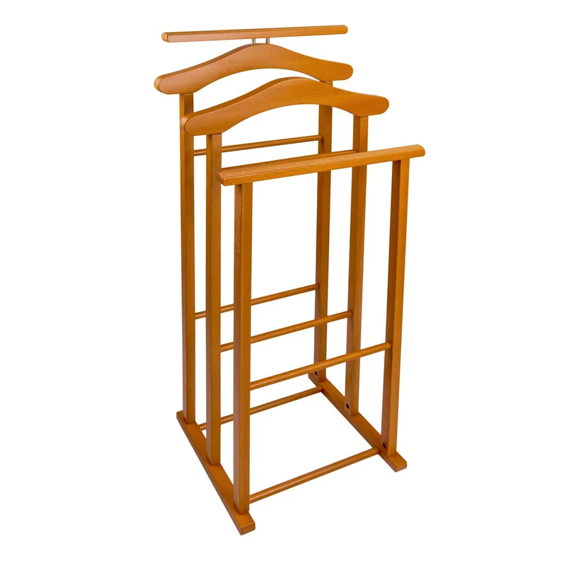 ARIT Maxi – Valet de chambre en hêtre, 2 cintres, 2 porte-pantalons, couleur merisier, fabriqué en Italie