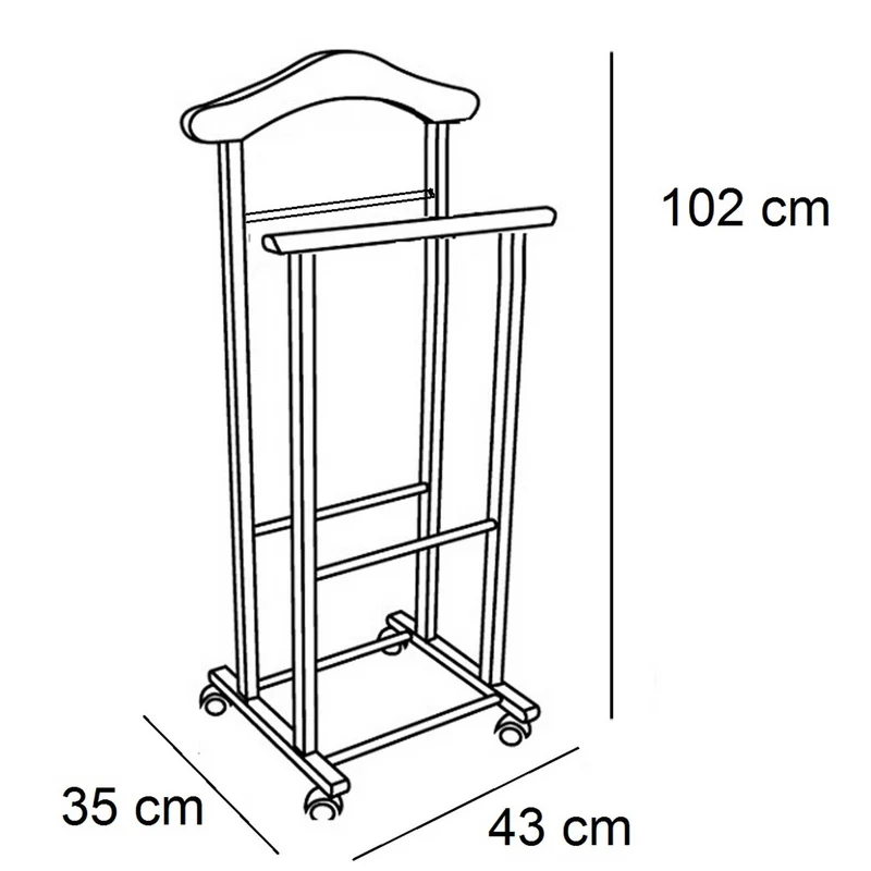 ARIT ATRI - Valet de chambre sur roulettes, valet de nuit en bois de hêtre, fabriqué en Italie, porte-vêtements, couleur naturelle