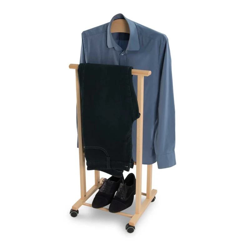 ARIT ATRI - Valet de chambre sur roulettes, valet de nuit en bois de hêtre, fabriqué en Italie, porte-vêtements, couleur naturelle