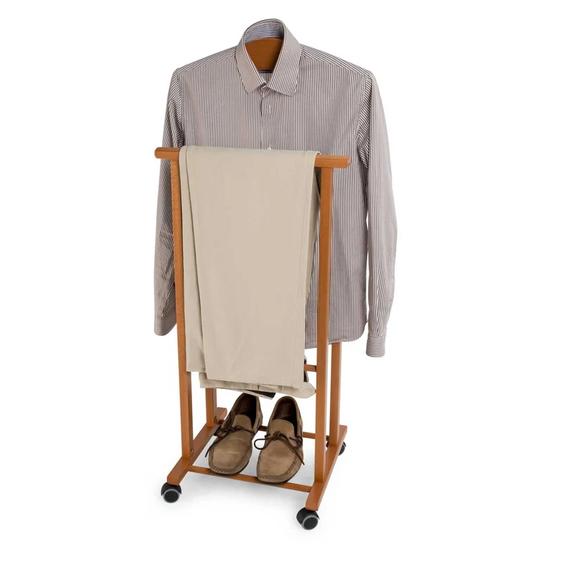 ARIT ATRI - Valet de chambre sur roulettes, valet de nuit en bois de hêtre, fabriqué en Italie, porte-vêtements, couleur cerisier