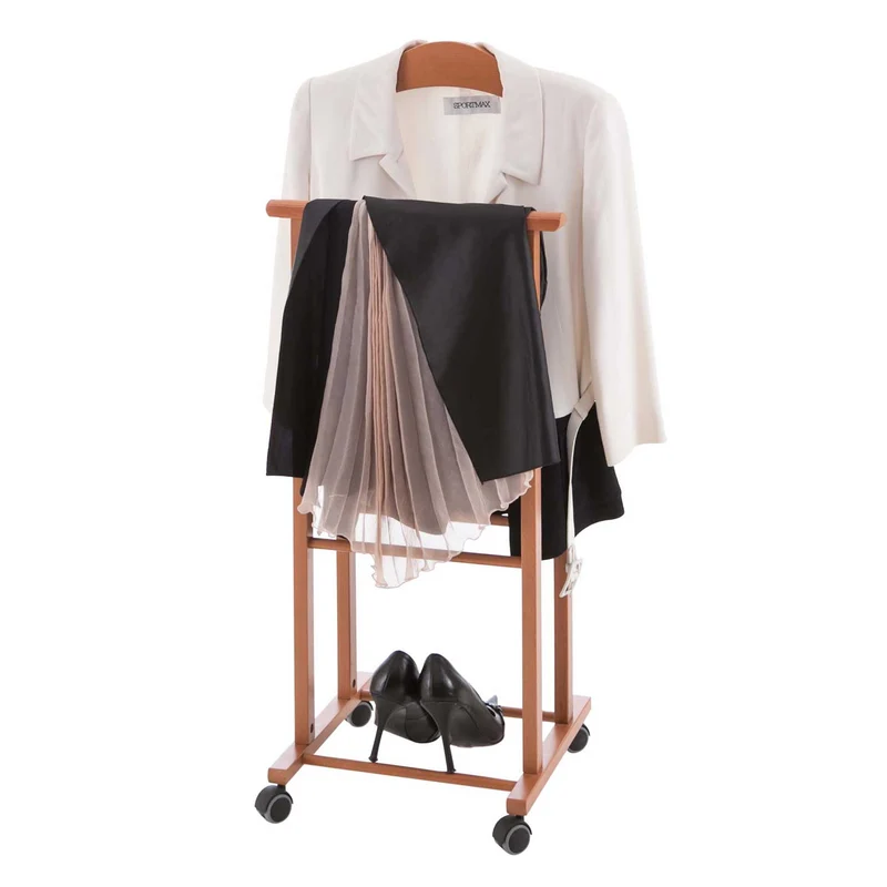 ARIT ATRI - Valet de chambre sur roulettes, valet de nuit en bois de hêtre, fabriqué en Italie, porte-vêtements, couleur cerisier
