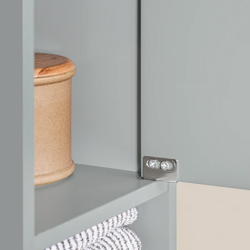 SoBuy BZR34-HG Meuble Colonne Armoire Haut de Salle de Bain avec 1 Tiroir, 2 Portes et 5 Compartiments