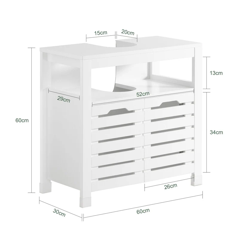 SoBuy BZR58-W Meuble sous-Lavabo, Meuble sur Pieds de Salle de Bain, Meuble sous-Vasque, Armoire Salle de Bain