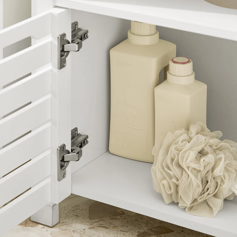 SoBuy BZR58-W Meuble sous-Lavabo, Meuble sur Pieds de Salle de Bain, Meuble sous-Vasque, Armoire Salle de Bain