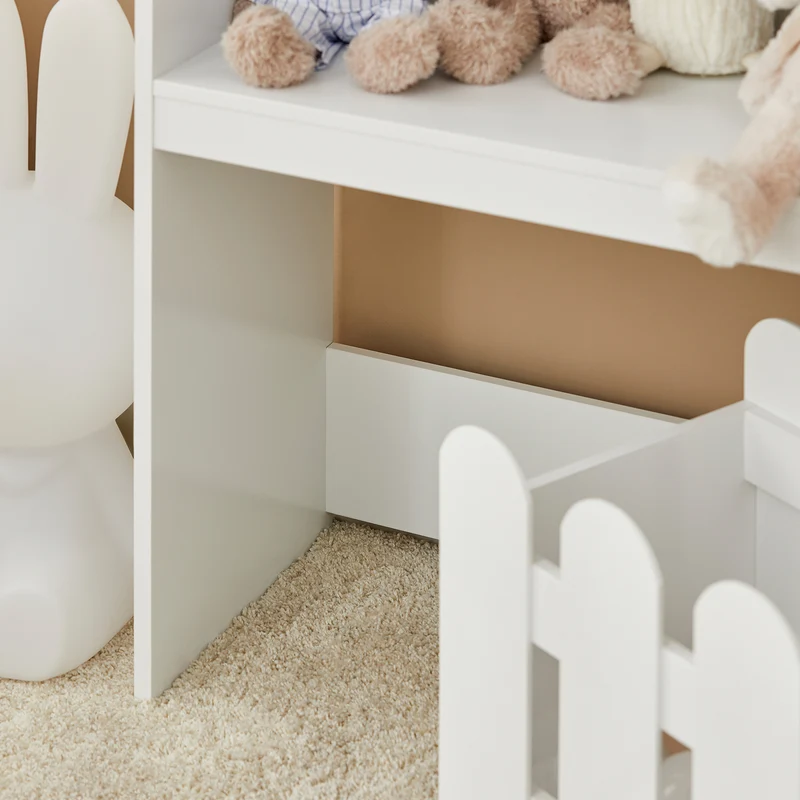 SoBuy KMB52-W Étagère Enfant, Organisateur Jouets et Livres, Meuble Jouets avec 1 Tiroir à Roulettes