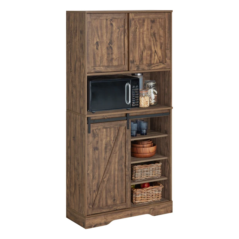 SoBuy FSB83-N Buffet de Cuisine Meuble de Rangement Armoire de Cuisine Buffet avec Porte de Grange Coulissante