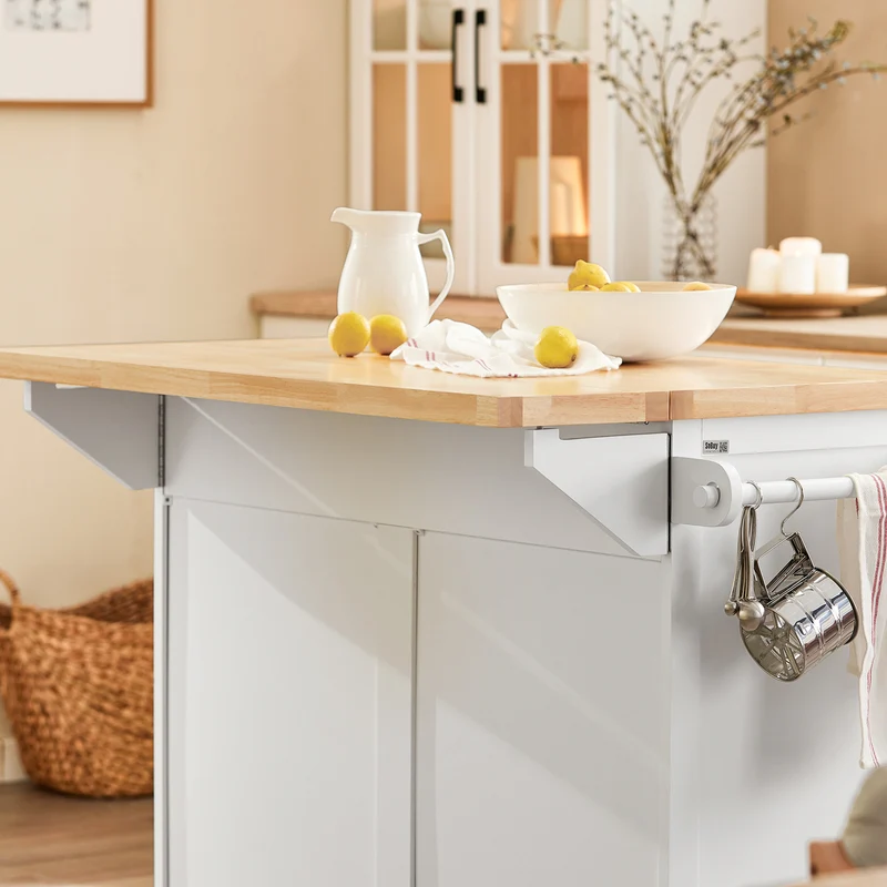 SoBuy FKW84-II-WN Desserte sur roulettes Meuble de Cuisine de Service Roulant avec Plans de Travail Rabattable