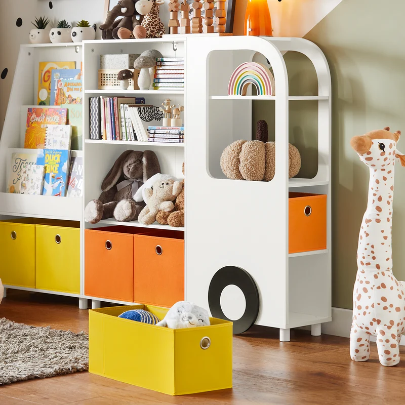 SoBuy KMB67-W Armoire pour Enfants Jouets avec 2 Paniers Multicolores