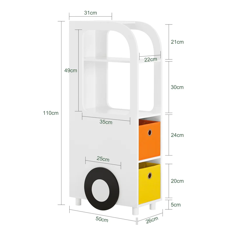 SoBuy KMB67-W Armoire pour Enfants Jouets avec 2 Paniers Multicolores