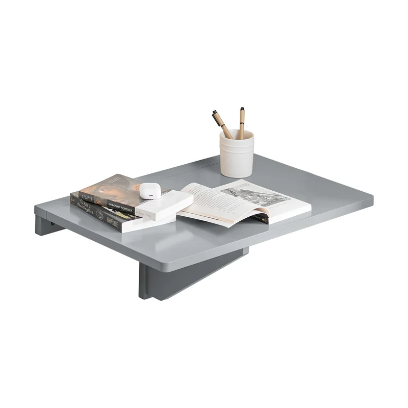 SoBuy FWT03-HG Table Murale Pliante, Table de Cuisine Extensible, Bureau Compact, Design Gain de Place, Idéale pour Petits Espaces, Cuisine, Bureau, Salle à Manger, 60x40cm Gris