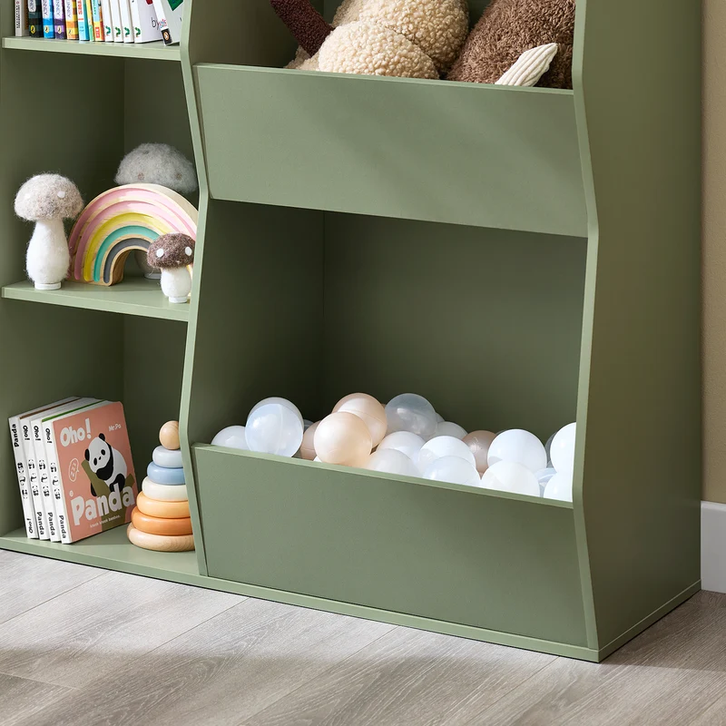 SoBuy KMB55-K-GR Bibliothèque Enfant Verte 104 cm avec 5 Compartiments Ouverts – Coins Arrondis, Anti-Basculement, PB E1, 80x34x104 cm