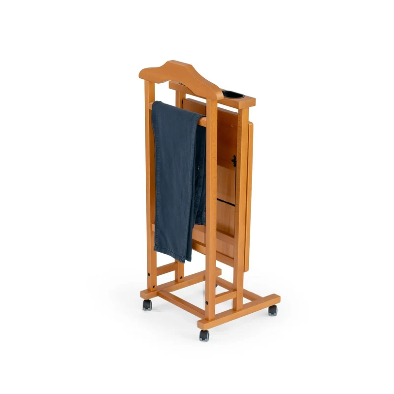 ARIT ALVARO - Valet de chambre, Porte Vetement, Valet de nuit, Valet de chambre bois, Porte vetement chambre, en hêtre massif - Couleur cerise