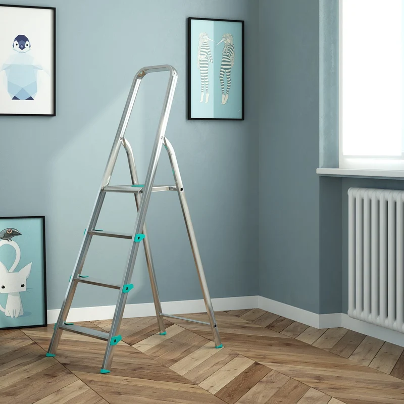 Colombo LIBELLULA - Escabeau, Escabeau 4 marches, Escabeau Pliable, Escabeau Sécurisé, Hauteur 84cm, Charge max. 150kg, Aluminium, Fabriqué en Italie