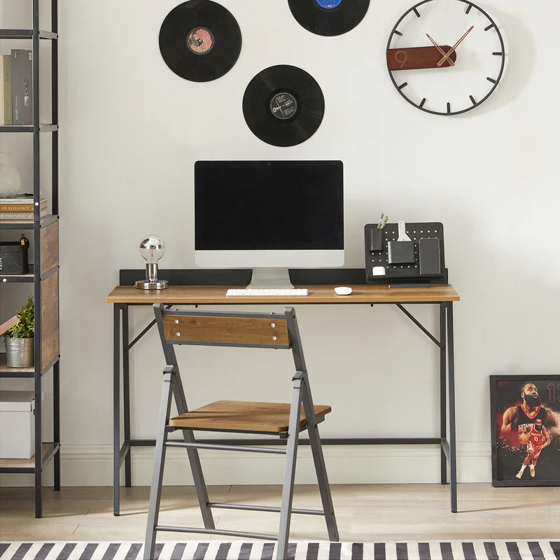 SoBuy FWT79-PF Bureau Informatique avec Passe-câble, Bureau d'Ordinateur Table d’Étude