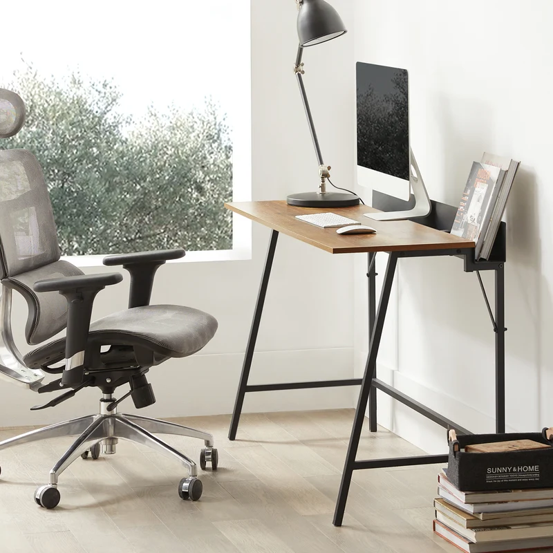 SoBuy FWT79-PF Bureau Informatique avec Passe-câble, Bureau d'Ordinateur Table d’Étude