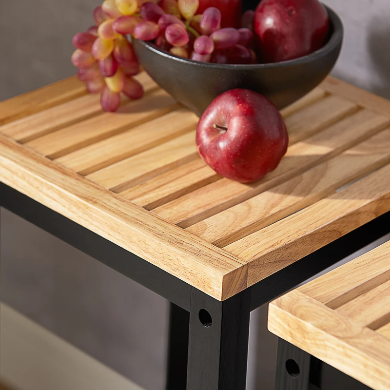 SoBuy FST29-SCHx2 Lot de 2 Chaises Tabourets de Cuisine en Bois avec Repose-Pieds