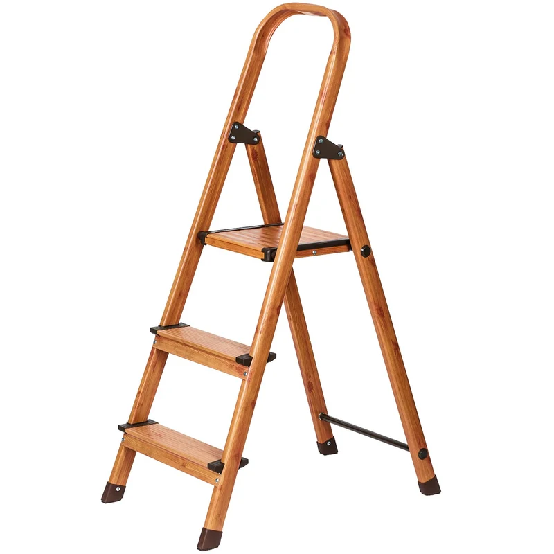 Tatkraft Upgrade 3 - Escabeau 3 marches, Escabeau Pliable en Aluminium Ultra Léger 3 Marches Antidérapantes et Garde-Corps, Jusqu’à 150 kg