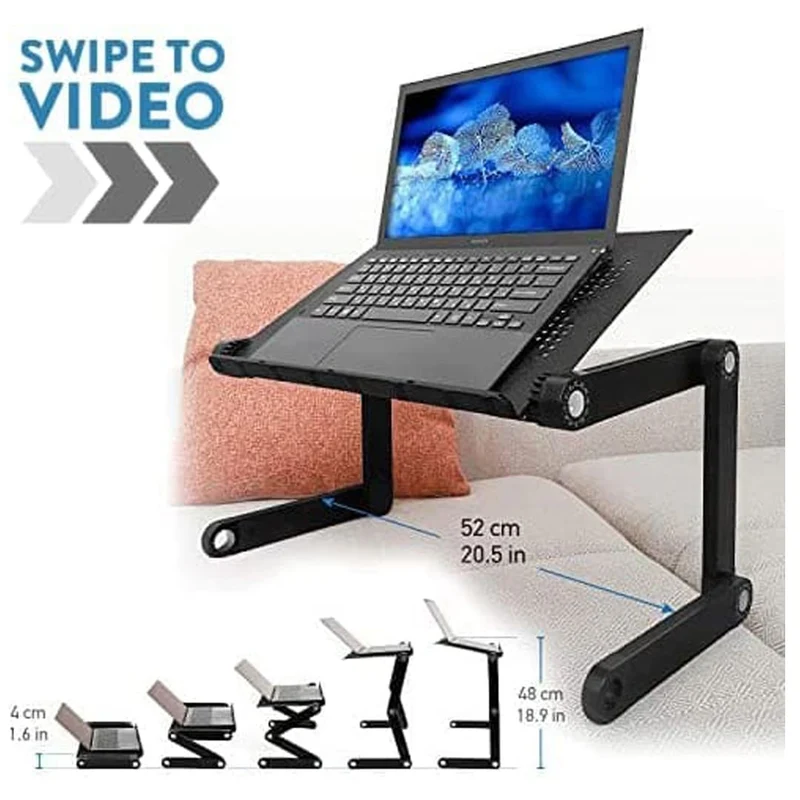 WonderWorker Newton – Support réglable pour ordinateur portable jusqu’à 17 pouces, table de lit en aluminium, poids : 1 kg