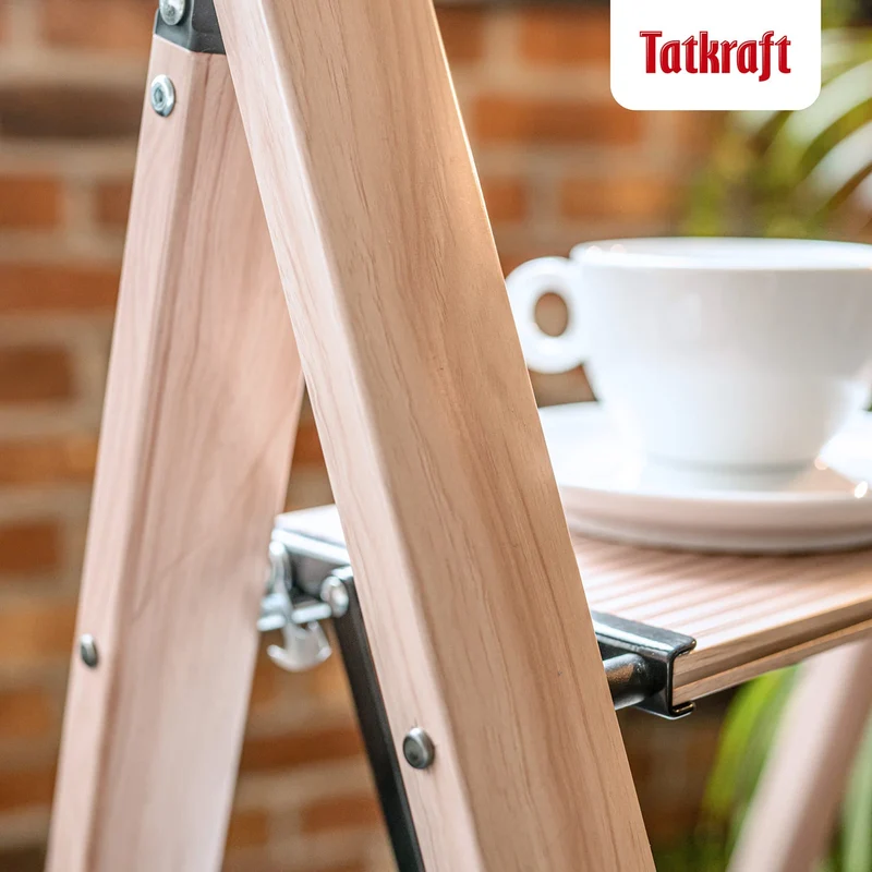 Tatkraft Up - Escabeau Pliable en Aluminium Ultra Léger à 3 Marches, Antidérapant avec Garde-Corps, Capacité de 150 kg