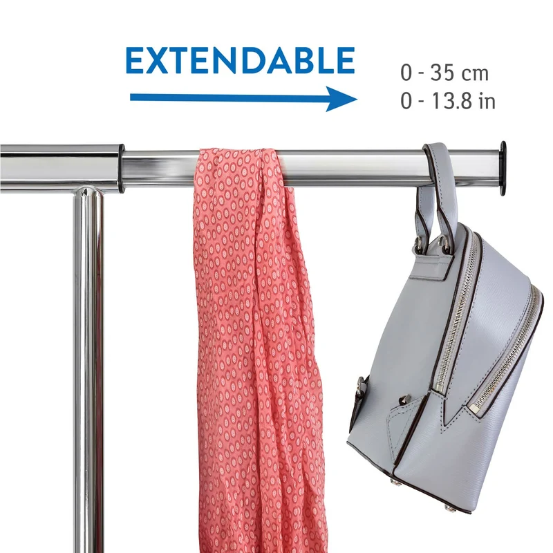Tatkraft Tiger - Portant Vêtement Solide sur Roulettes, Charge 100 kg, avec Range-Chaussures, Longueur Réglable, Portant pour Professionnel, Chromé