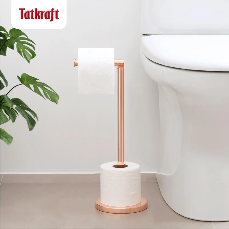 Tatkraft Tess Porte-Rouleau pour Papier Toilette en Acier Inox sur Pied,, 15x42 cm