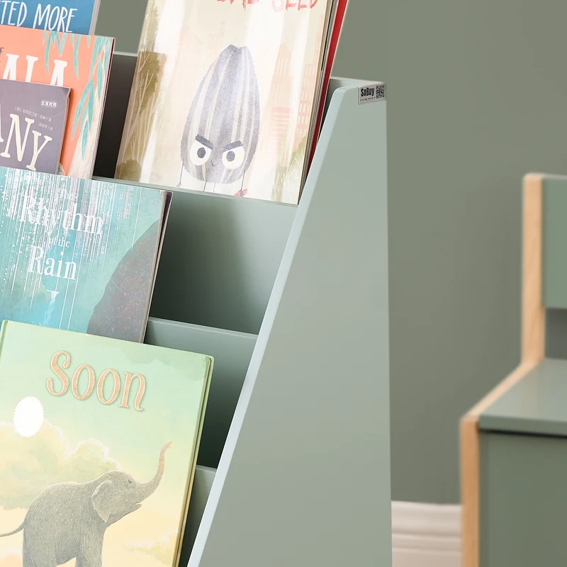 SoBuy KMB95-GR Bibliothèque Enfant Montessori avec Rangement Jouets et Roulettes