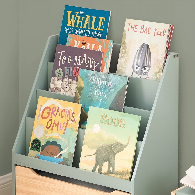 SoBuy KMB95-GR Bibliothèque Enfant Montessori avec Rangement Jouets et Roulettes