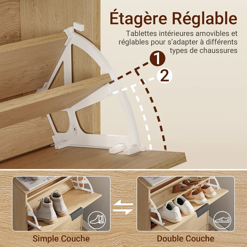 SoBuy FSR213-N Meuble à Chaussures – 24 cm de Profondeur, 120 cm de Hauteur, Naturel