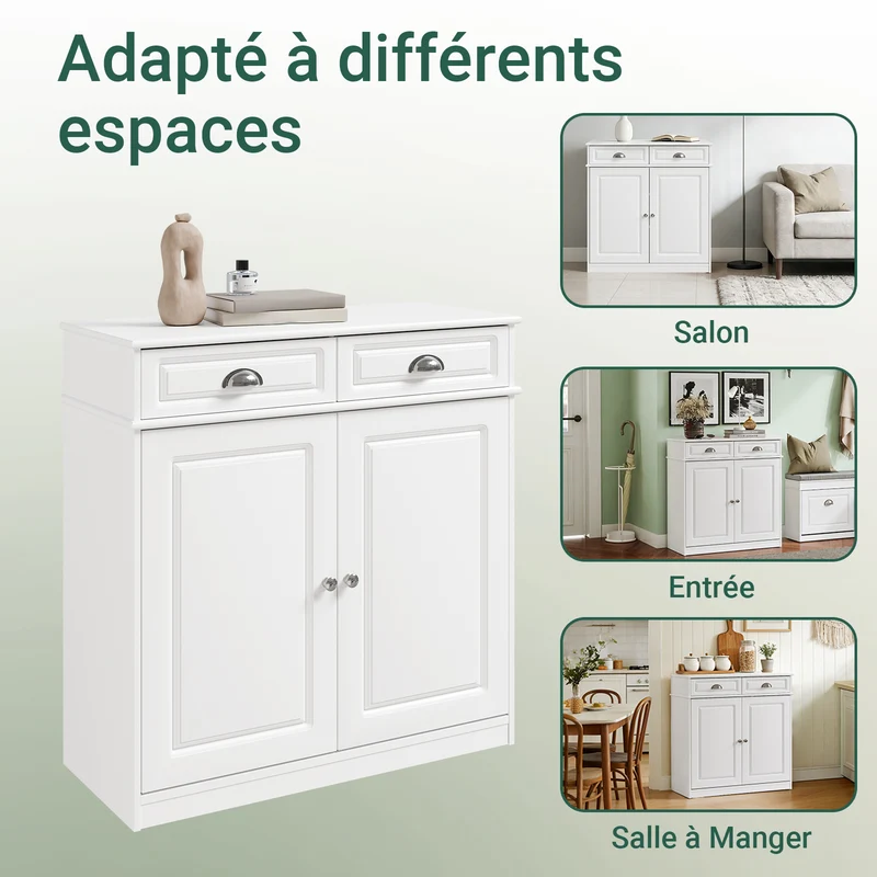SoBuy FSB104-W Armoire à Chaussures avec Tiroirs et Étagères Réglables, Meuble d'Entrée – 80x35x82 cm, Blanc