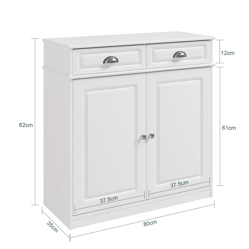 SoBuy FSB104-W Armoire à Chaussures avec Tiroirs et Étagères Réglables, Meuble d'Entrée – 80x35x82 cm, Blanc