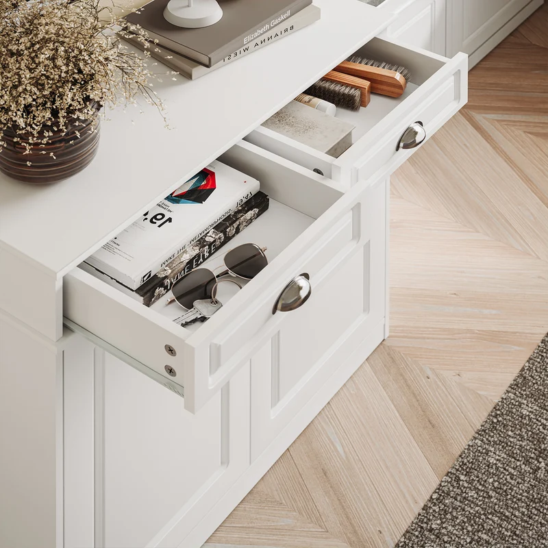 SoBuy FSB104-W Armoire à Chaussures avec Tiroirs et Étagères Réglables, Meuble d'Entrée – 80x35x82 cm, Blanc