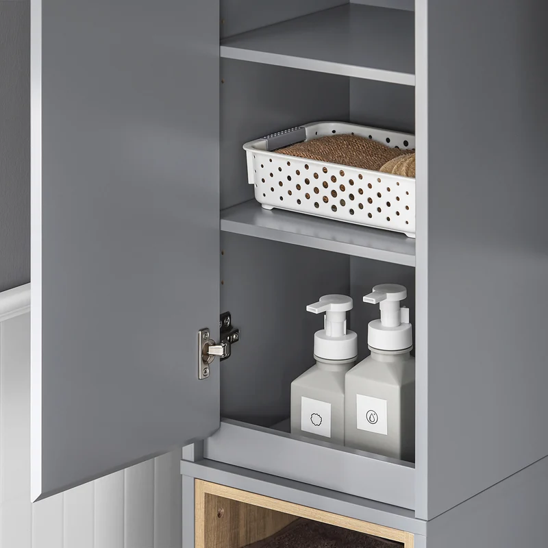 SoBuy BZR147-DG Meuble Colonne Armoire de Salle de Bain Étagère Étroite avec 2 Portes et 2 Compartiments