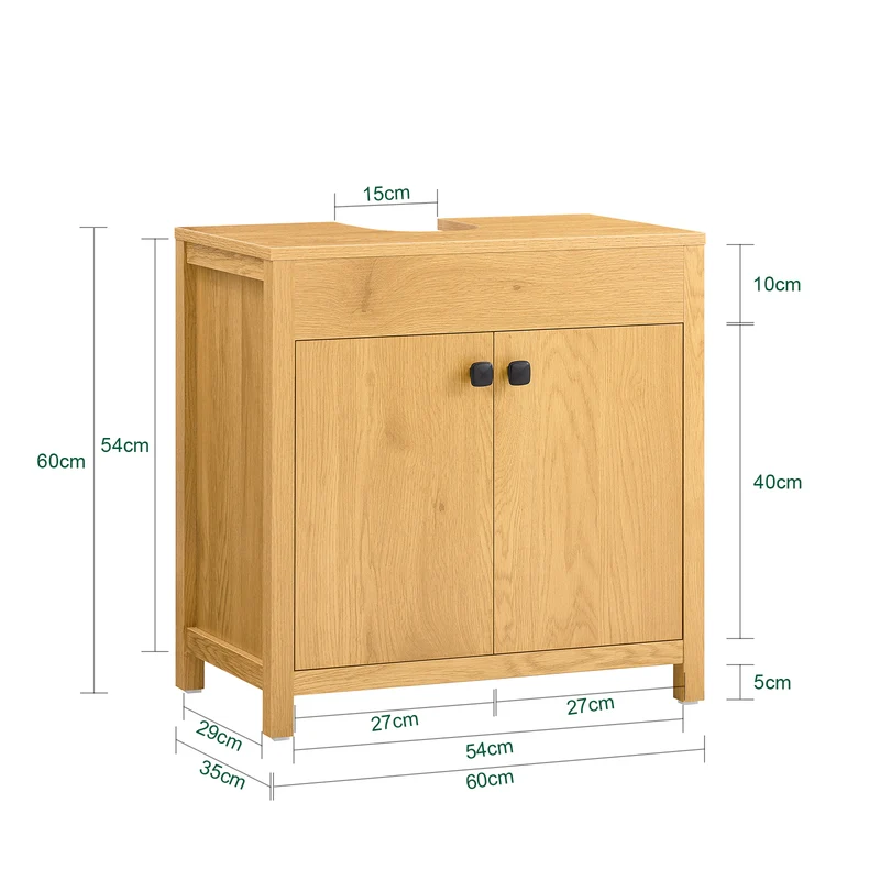 SoBuy BZR98-SN Meuble sous-Lavabo, Meuble sous-Vasque à 2 étages réglable et 2 Portes de Salle de Bain